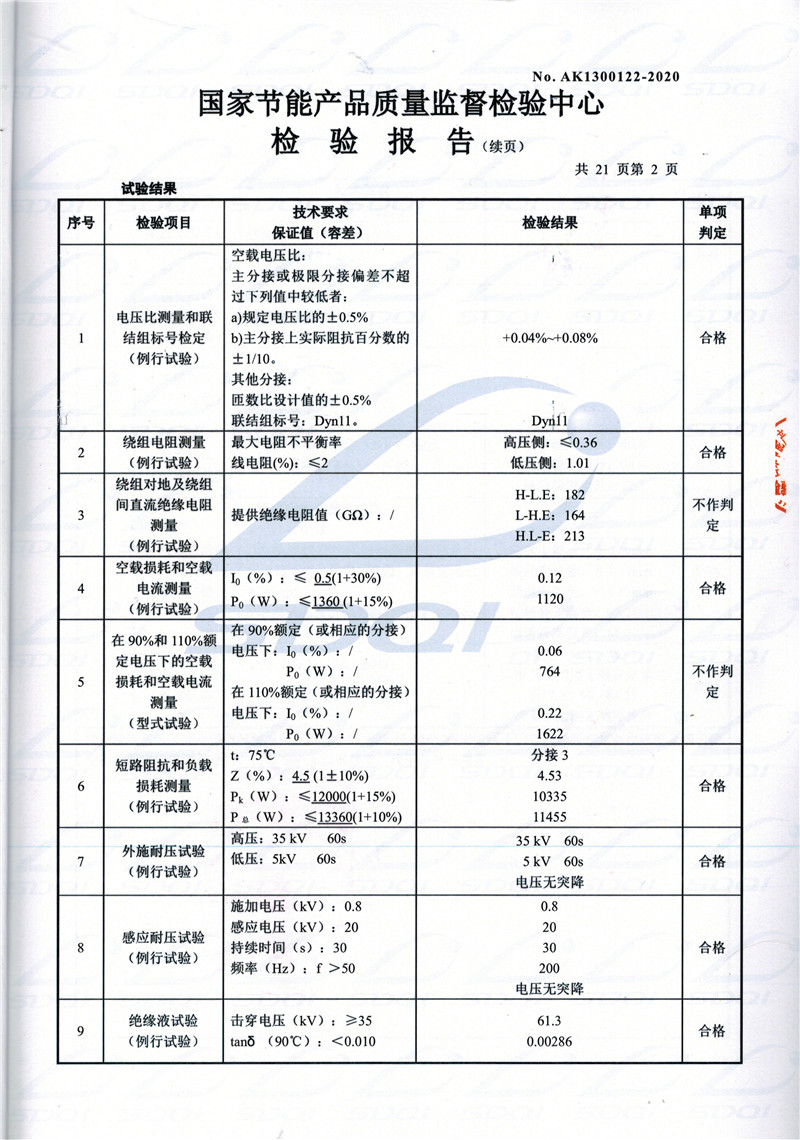 高低压试验报告-S11-1250平顶山平顶山平顶山油浸式变压器-2.jpg